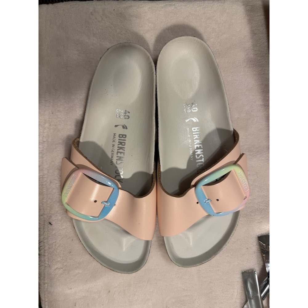 Birkenstock Madrid Big Buckle Sandals Rose Pink Iridescent Pastel Size 40 Narrow